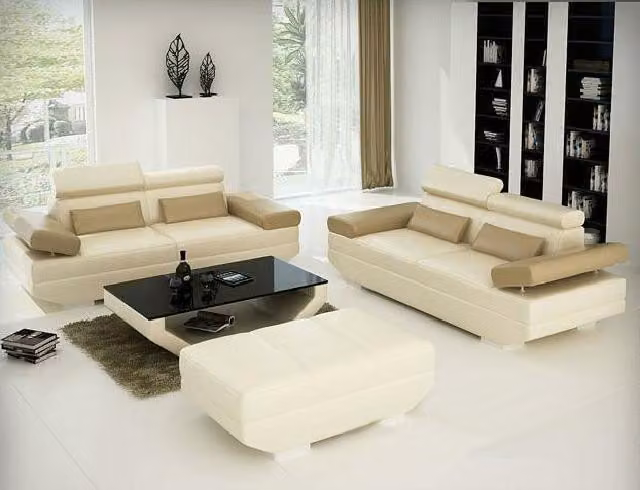 Wohnlandschaft Sofa Couch Sofagarnitur Polster Garnitur Leder AlfredD