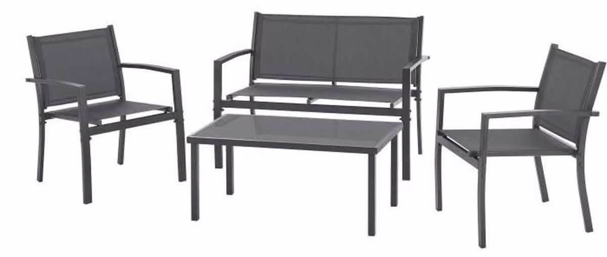 Salotto da giardino CEBU - Struttura in acciaio - 4 persone - Grigio