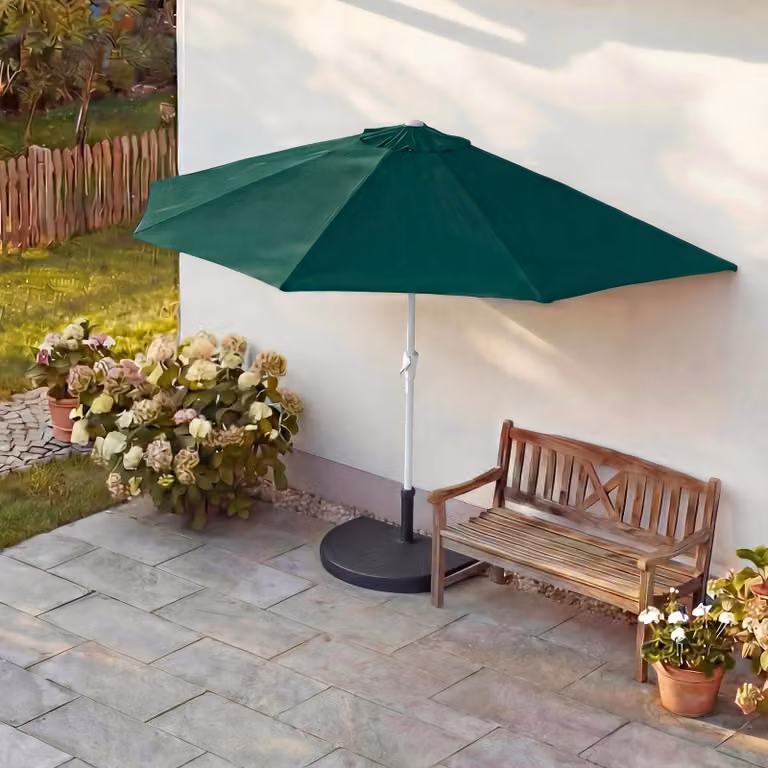 Ombrellone Parla, ombrellone da balcone, poliestere/alluminio UV 50+ 3kg ~ 270cm verde con supporto
