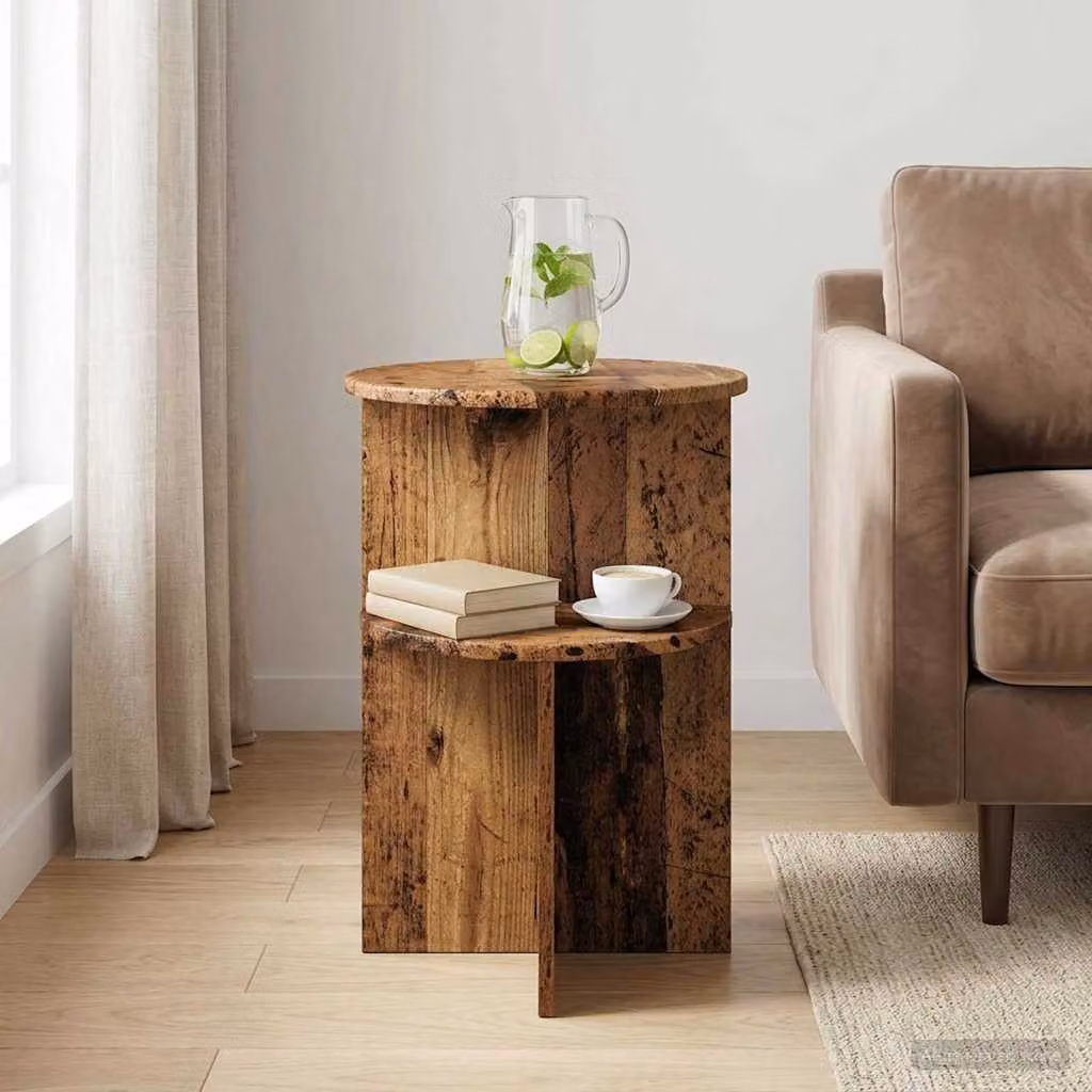 vidaXL Tavolo laterale rotondo con archiviazione in legno color marrone Ø 39,5 x H 55 cm