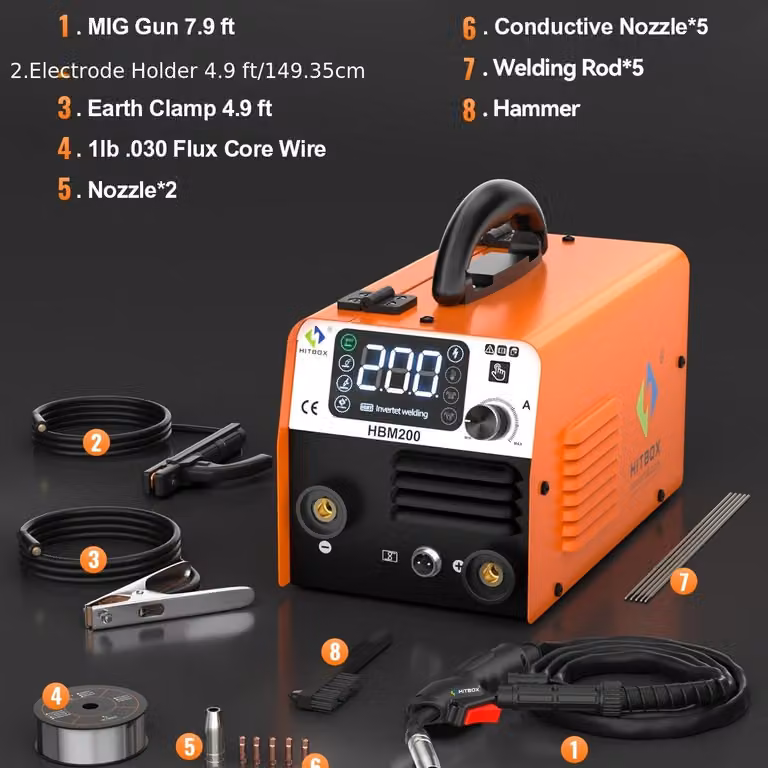 Saldatrice multifunzione 3-in-1 da 200A: saldatrice MIG, TIG e MMA per uso professionale e amatoriale