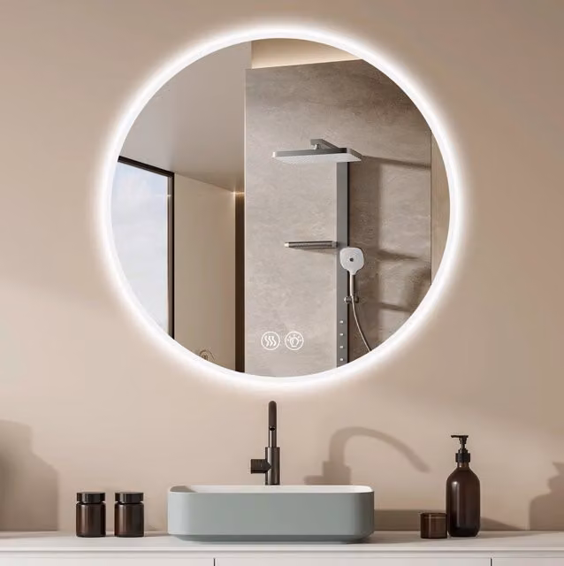 Specchio da bagno LED rotondo ? 70 cm con antiappannamento e luce dimmerabile