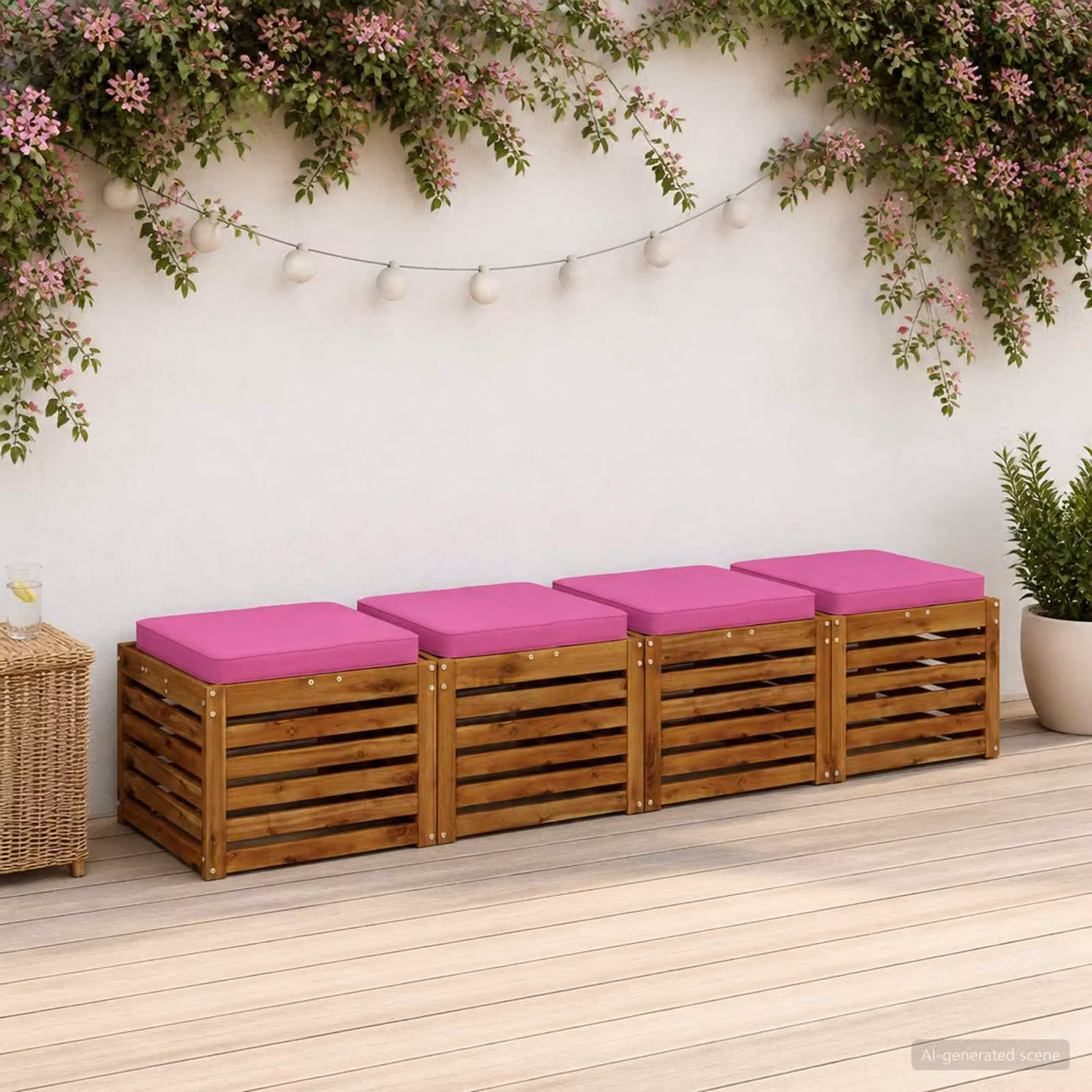 Set di 4 cuscini per sedia vidaXL VUGHT in poliestere rosa con rivestimento rimovibile e lavabile