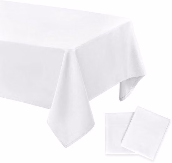 Tovaglia idrorepellente 140x240 cm, bianca, lavabile