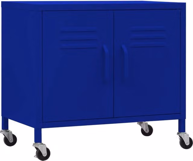 Mobile contenitore in acciaio HELLOSHOP26 con ripiano regolabile, colore blu navy, L: 60 cm, P: 35 cm, H: 56 cm