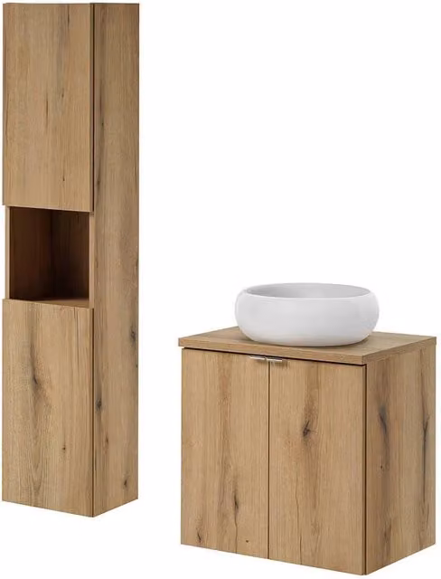 Set di mobili da bagno contenitore 60 x 57 x 39 cm effetto rovere 03_0009428