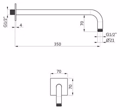 Herzbach LIVING SPA, supporto a parete, 350 mm, angolato a 70°, acciaio inossidabile