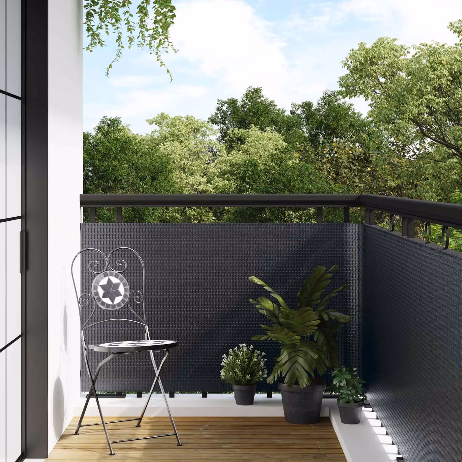 Schermo da balcone vidaXL in polyrattan Grigio Scuro L: 300 cm, H: 100 cm