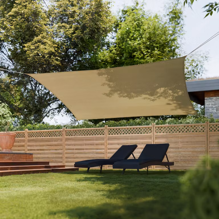 Tenda parasole Sunny tectake in materiale HDPE resistente alle intemperie con protezione UV, colore sabbia, L: 6 m, P: 4 m