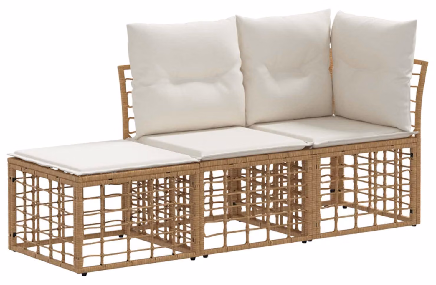 Set di divani da esterno con cuscino 3 pcs Naturale Poliestere