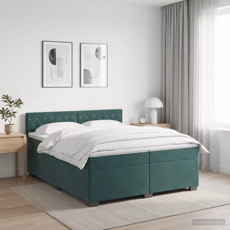 Maison Exclusive - Letto boxspring con materasso verde scuro 200 x 200 cm in velluto