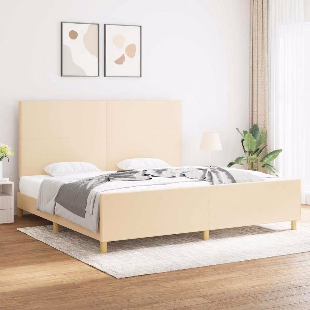 Giroletto vidaXL senza materasso in tessuto beige e legno di larice L/P/H: 200 x 200 x 128 cm