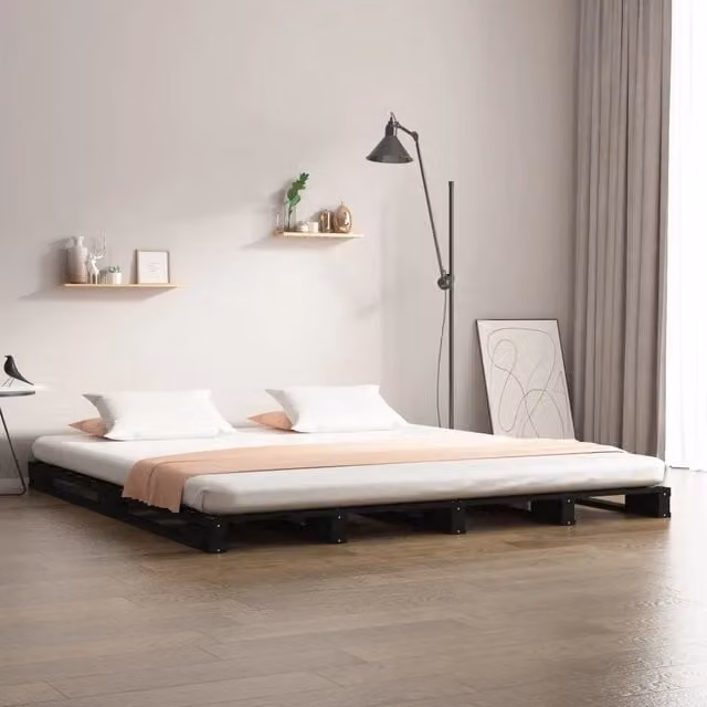 Letto a pallet vidaXL in legno di pino nero L 120 cm x P 190 cm – 1