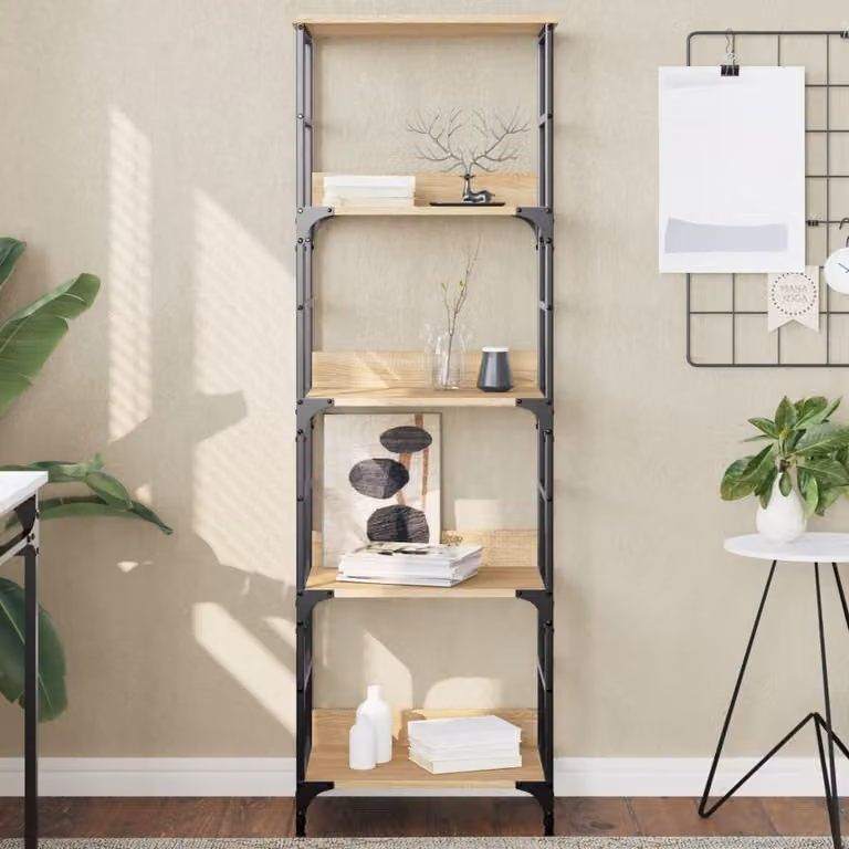 Libreria stile industrial vidaXL in legno e metallo, colore marrone, L 50 cm x P 33 cm x H 153 cm
