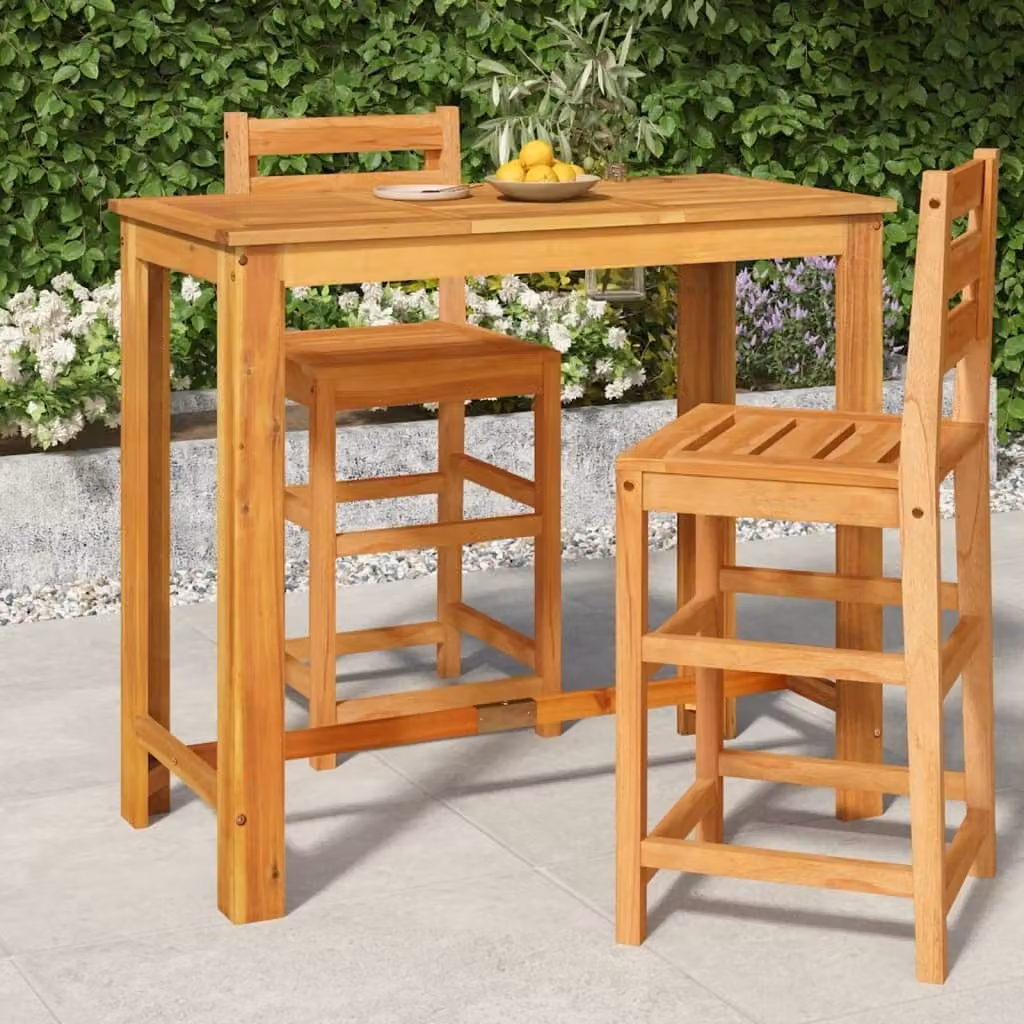 The Living Store Tavolo bar da giardino 120x60x105 cm in legno massiccio di acacia
