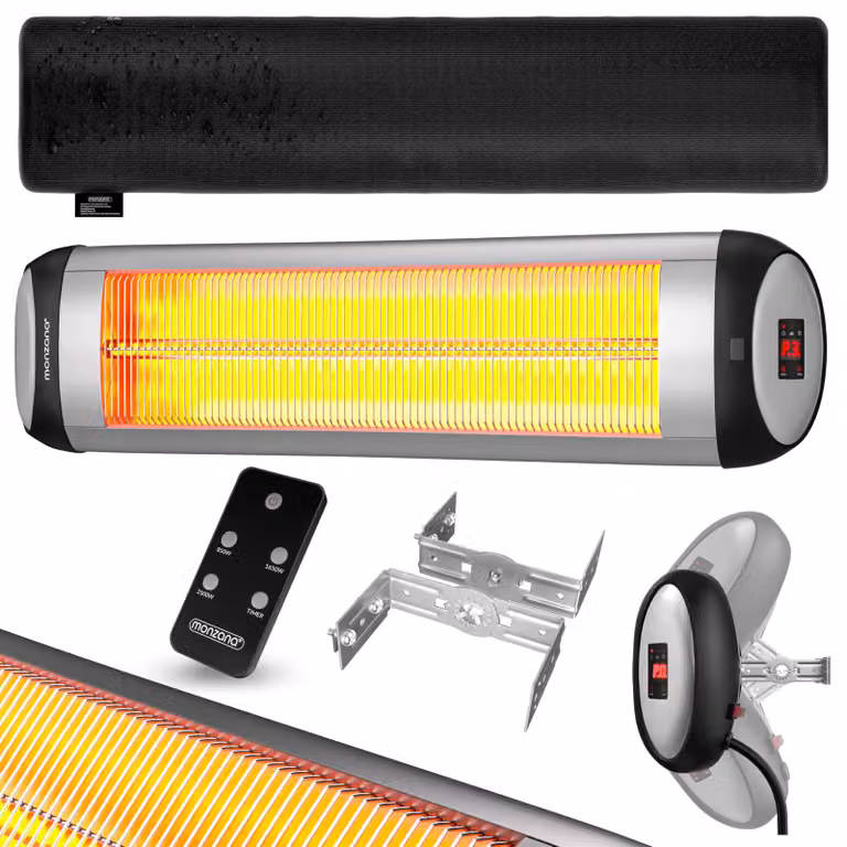 Riscaldatore a infrarossi da parete - Potenza: 2500 W - Colore: argento - Alimentazione: elettrica