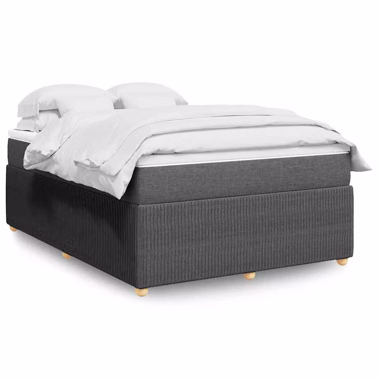 vidaXL Giroletto a Molle con Materasso Ibrido in Tessuto Grigio e Bianco, L/P/H: 140 x 190 cm