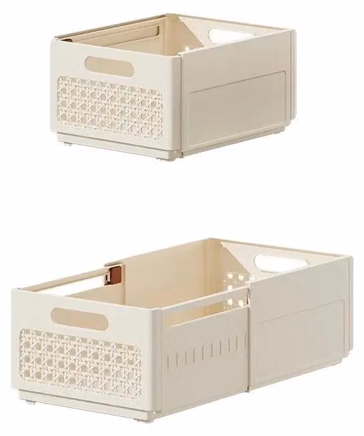 Organizzatore per abiti, design espandibile, materiale ecologico, confezione da 3 pezzi, colore beige