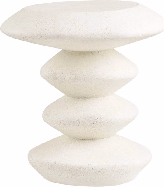 Tavolino da appoggio Blackburn Vikasa Home bianco in composito con forma scultorea L/P/H: 43 x 39 x 45 cm