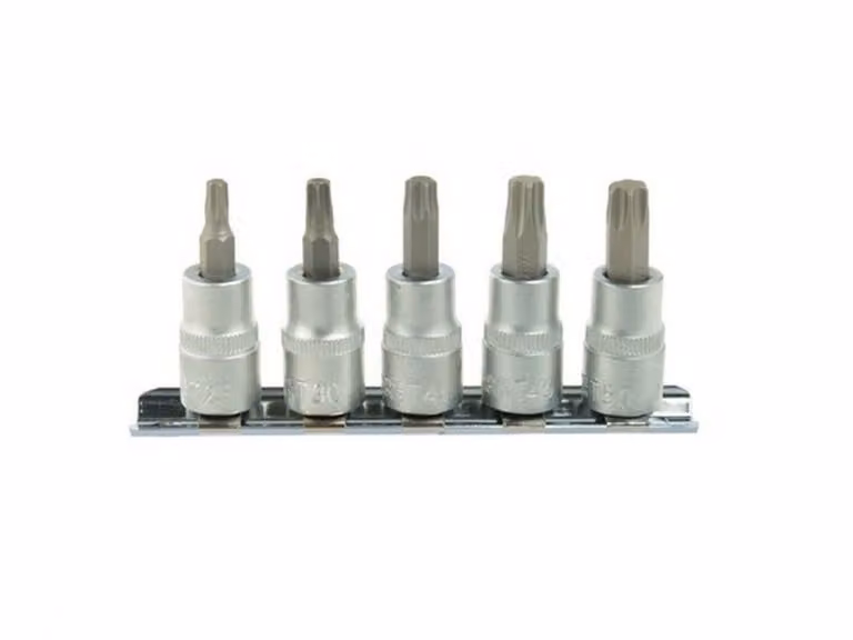 Set 5 bussole con inserti Torx 3/8'', da T25-T50 ,in acciaio Cr-V,Geko