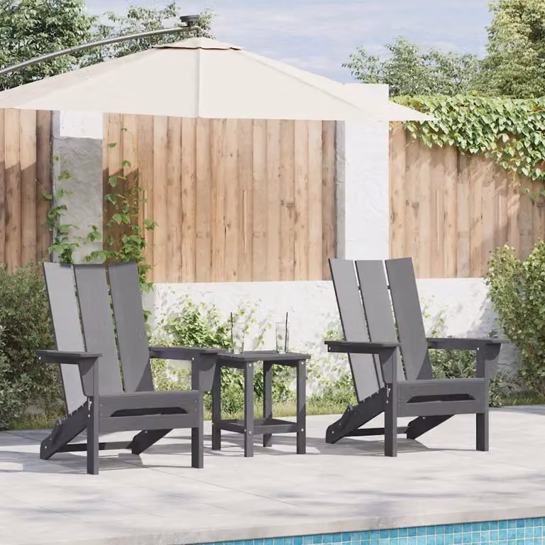 Set di 2 sedie da giardino vidaXL in polietilene grigio chiaro con braccioli