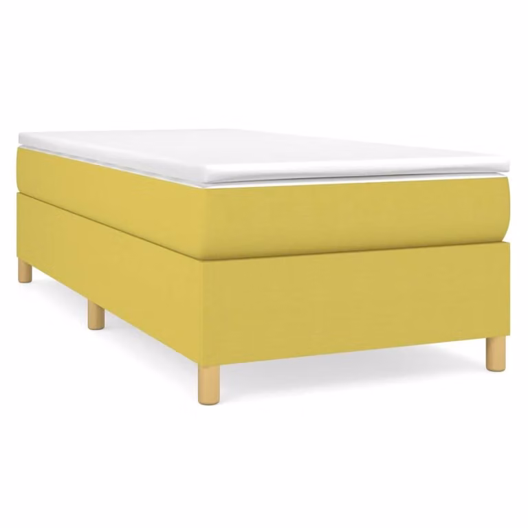 Struttura per letto con rete a molle, colore verde, 90x190 cm, rivestita in tessuto