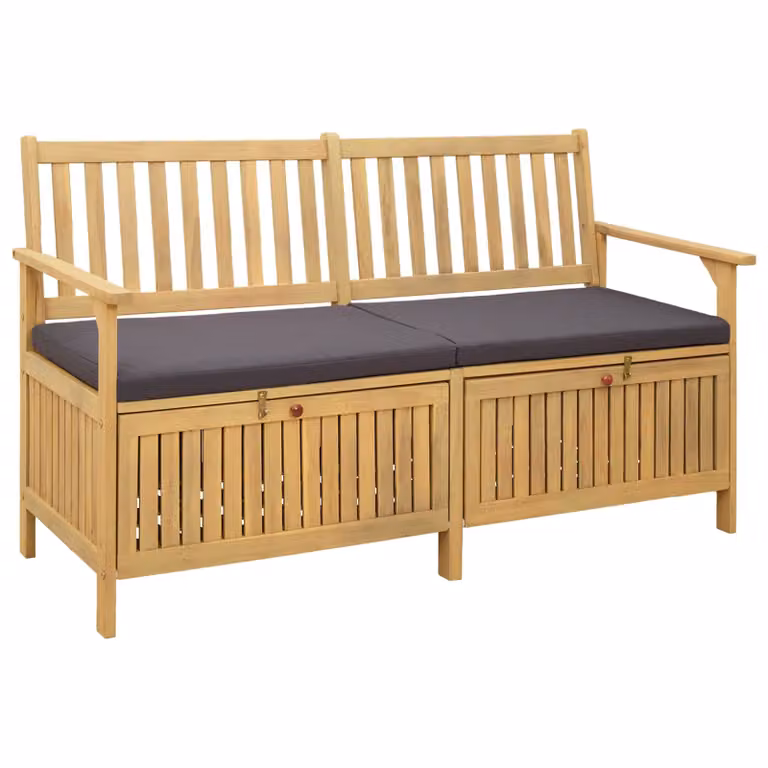 Panchina con contenitore da 2 posti vidaXL in legno di acacia marrone con cuscini L: 148 cm, P: 63 cm, H: 84 cm