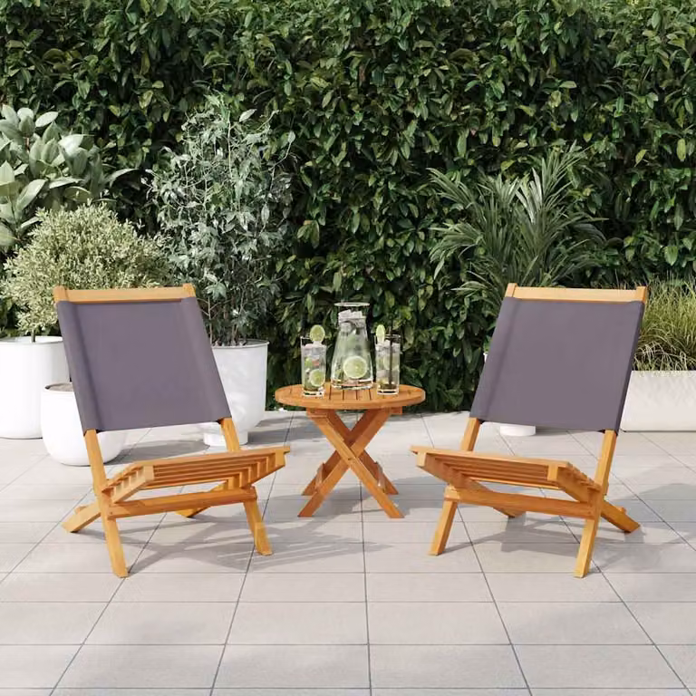 vidaXL Sedie da Giardino 2pz Antracite Legno Massello Acacia e Tessuto