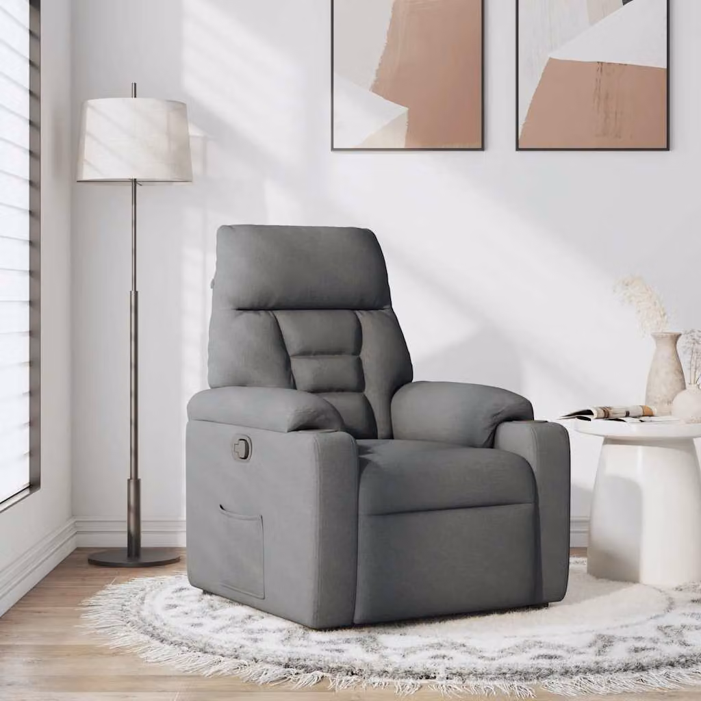 Poltrona reclinabile in tessuto grigio scuro