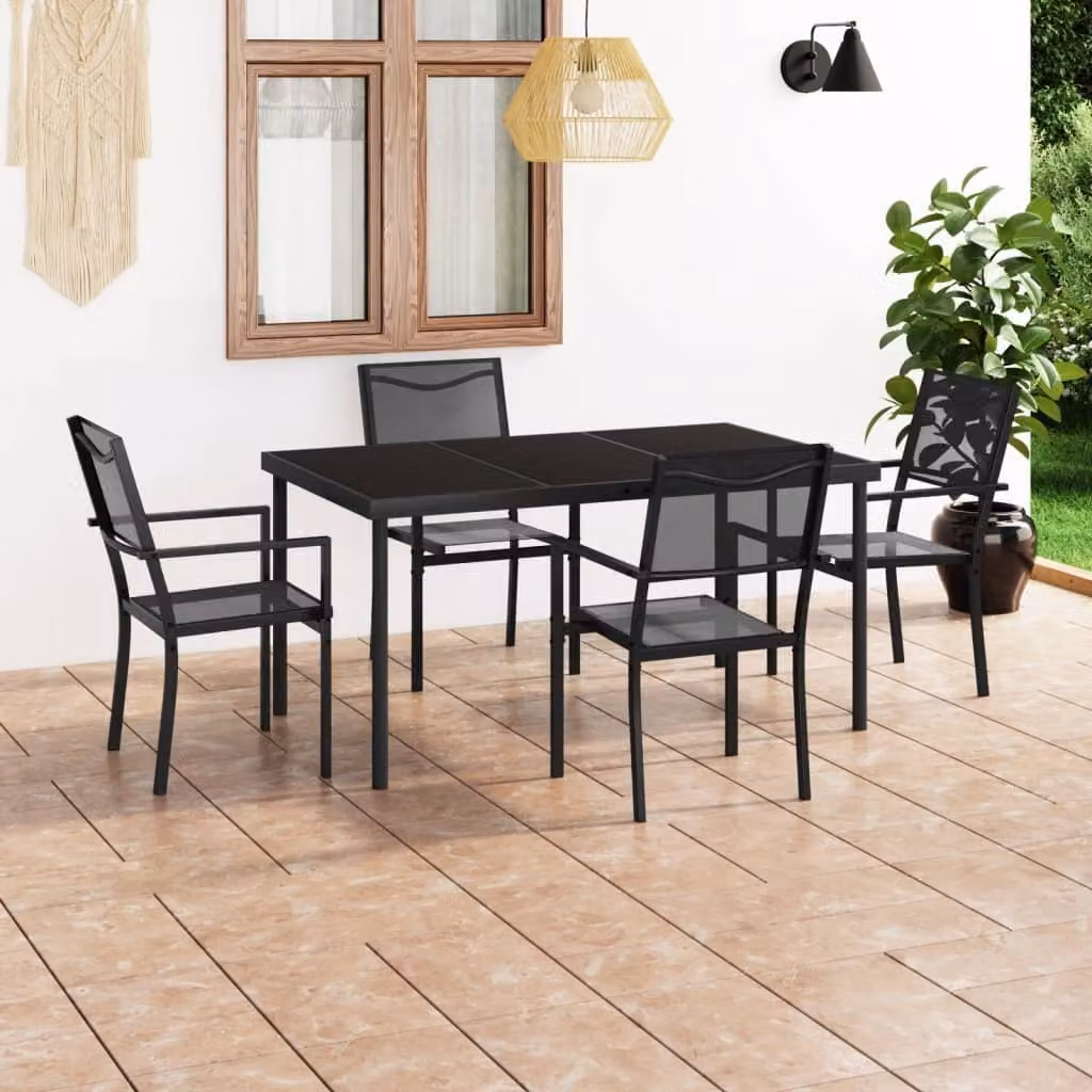 Maison Exclusive - Set da pranzo da giardino in acciaio, 5 pezzi