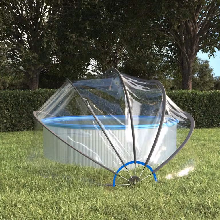 Cupola per piscina rotonda vidaXL in PVC trasparente, L: 376 cm, H: 188 cm