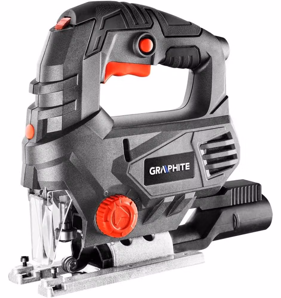 Seghetto alternativo GRAPHITE 650W, corse 0-3100 min-1, valigetta di trasporto