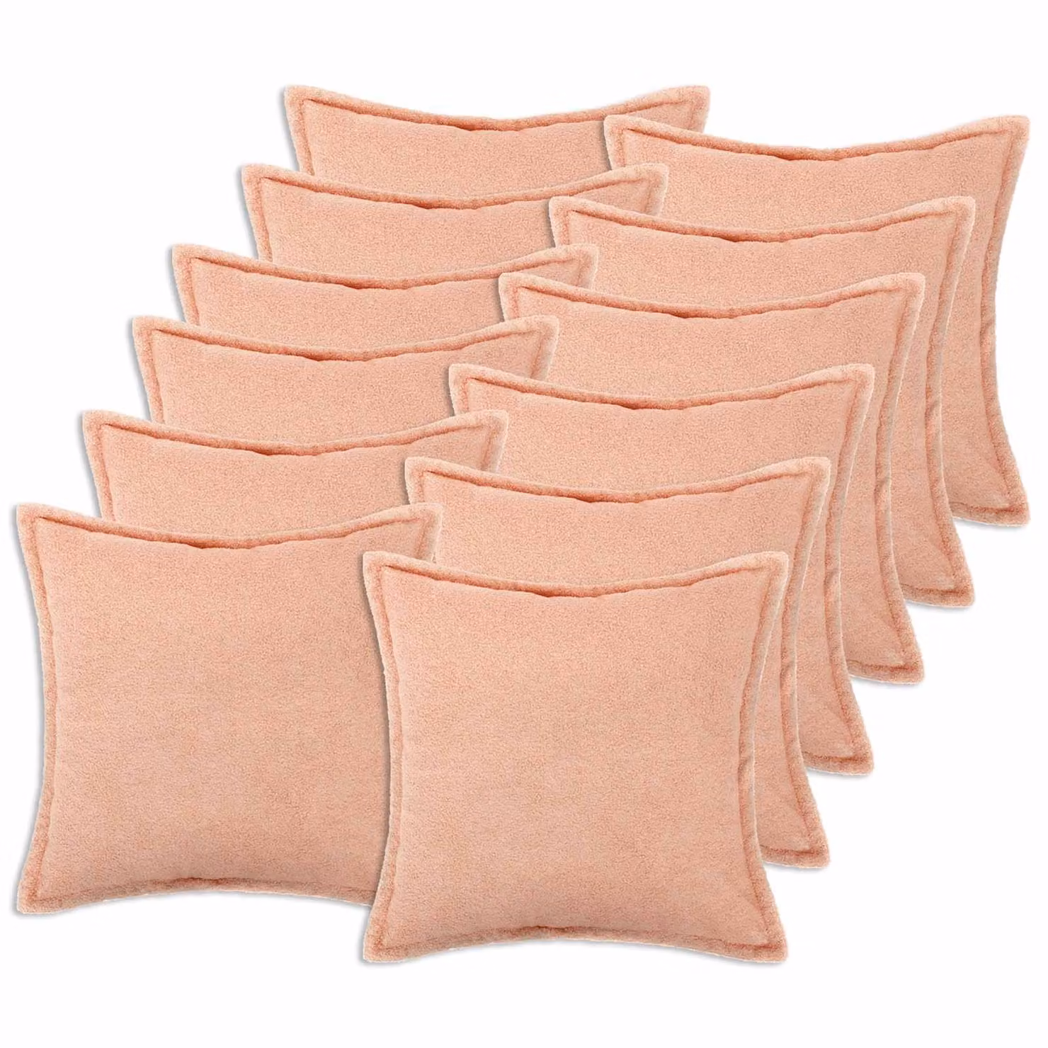Set di 12 federe vidaXL HOUTEN rosa in tessuto bouclé, L 45 x P 45 cm
