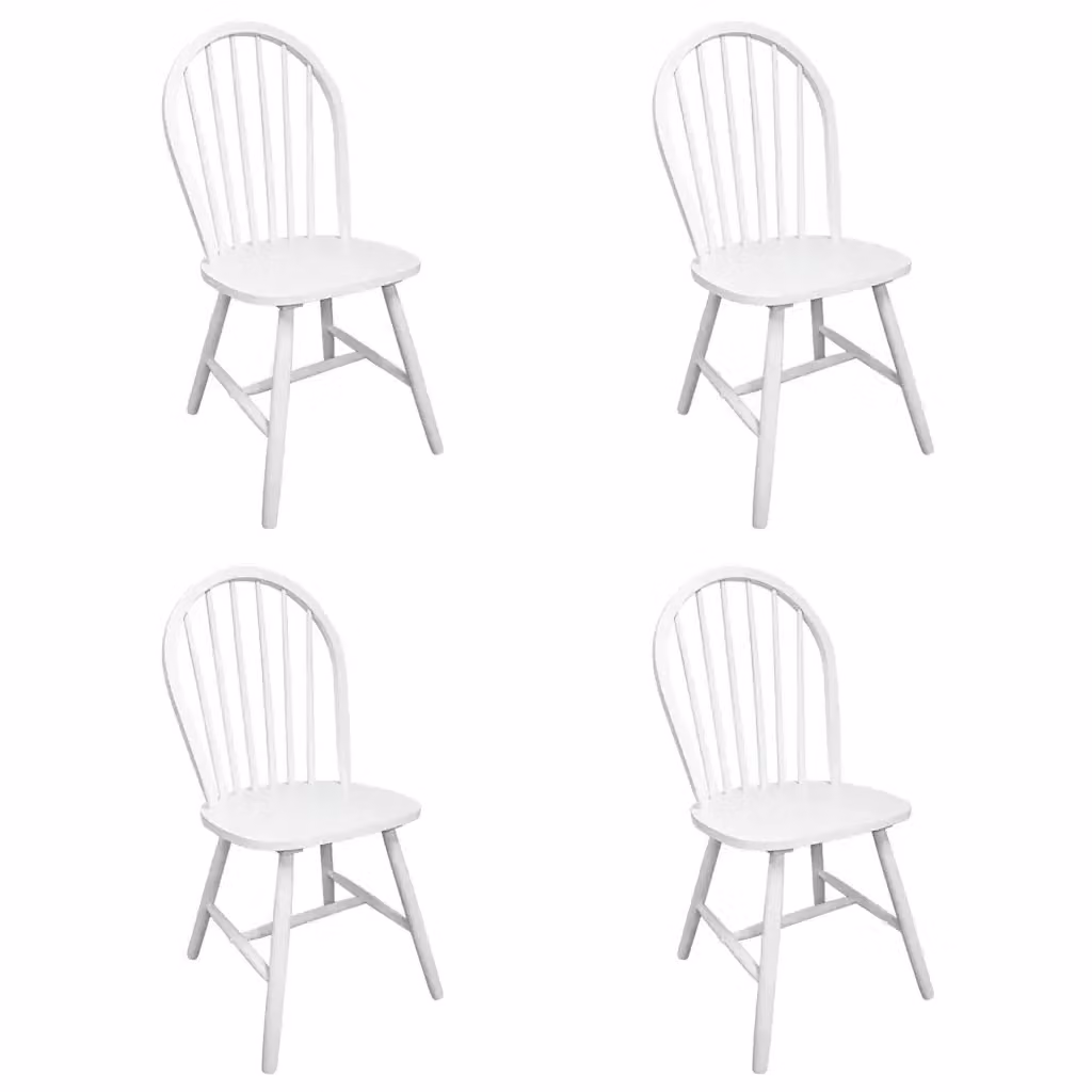 Set di 4 sedie da pranzo bianche in legno massello di Hevea vidaXL – 2