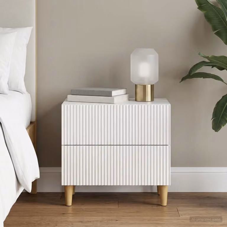 Armadio da notte moderno vidaXL in legno ingegnerizzato bianco, L 62 cm x P 34,5 cm x H 48 cm