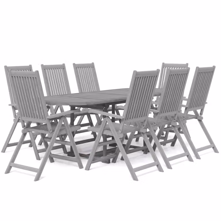 Set da Pranzo da Giardino 9 pz Legno Massello di Acacia