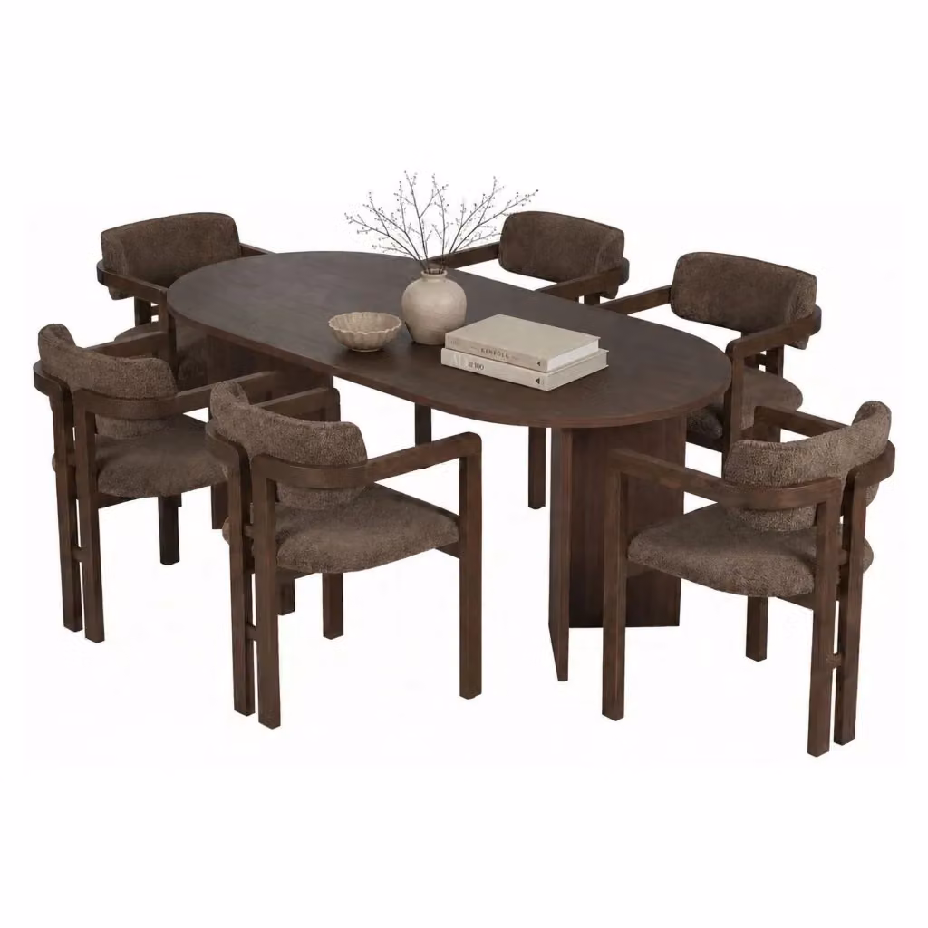 DMORA Set Tavolo e 6 Sedie Moderno per 6 Posti, Marrone, Forma Ovale – 2