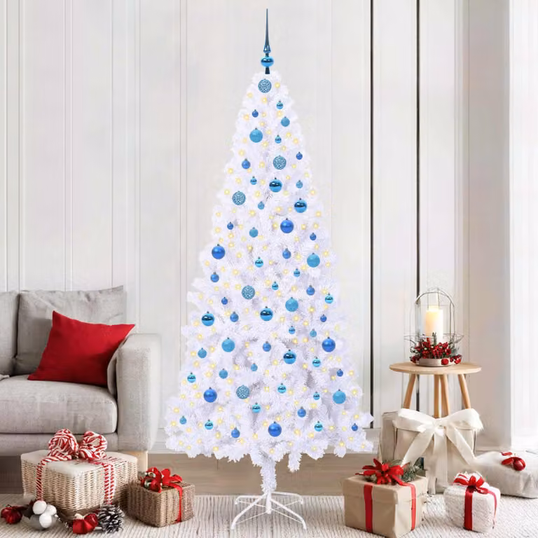 Maison Exclusive - Albero di Natale artificiale, bianco, 210 cm, in PVC e acciaio