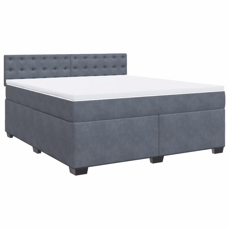 Giroletto a Molle con Materasso Grigio Scuro 180x200 cm Velluto