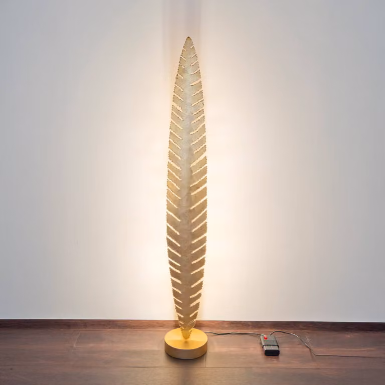 Holländer Lampada da terra PIETRO, Ottone / Oro, Soggiorno / Sala da pranzo, Metallo, Lampada da terra