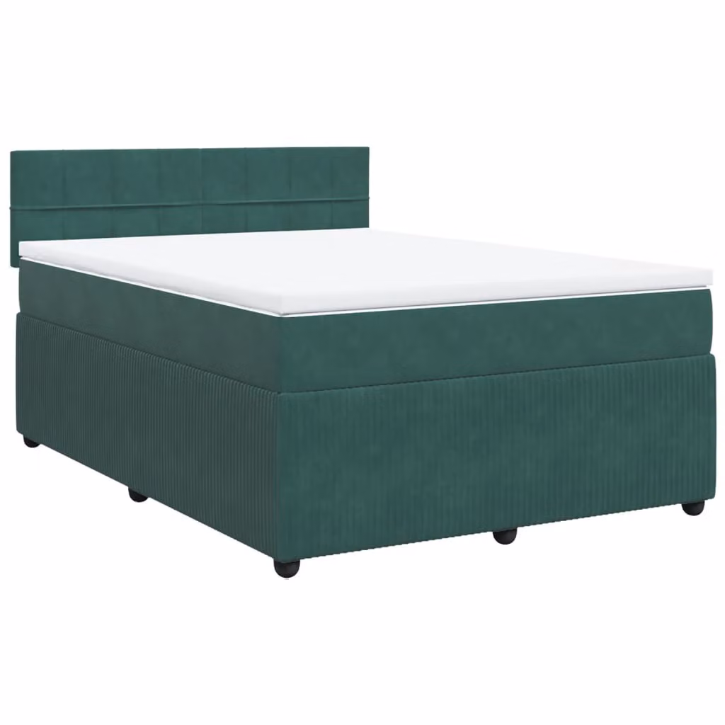 Giroletto a Molle con Materasso Verde Scuro 160x200 cm Velluto