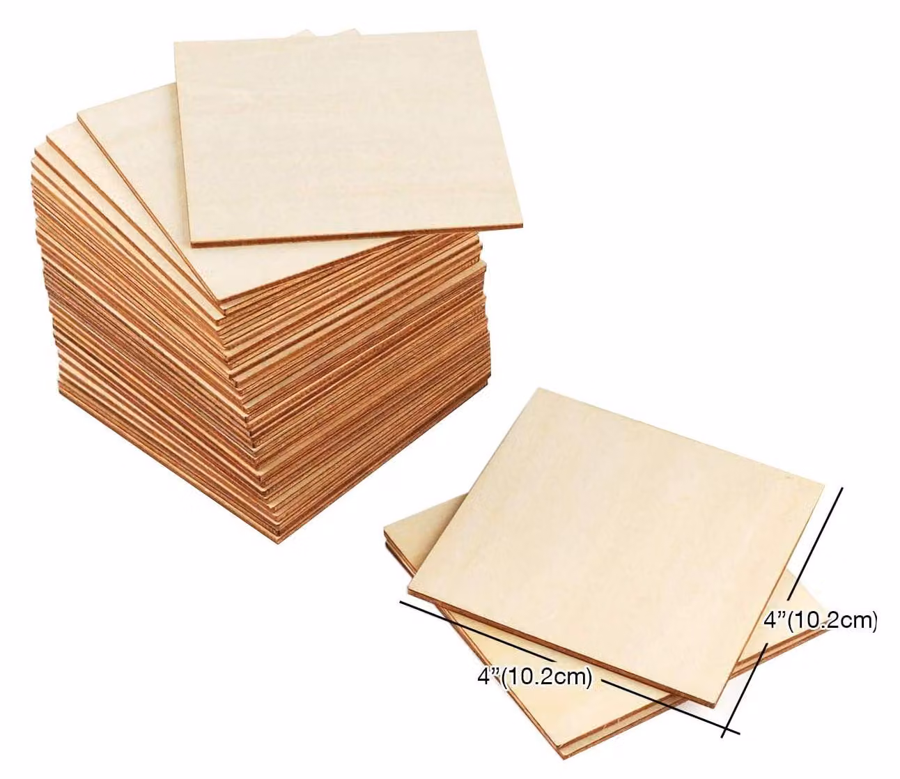 Set di 50 quadrati in legno per progetti fai-da-te, dimensioni 10 cm