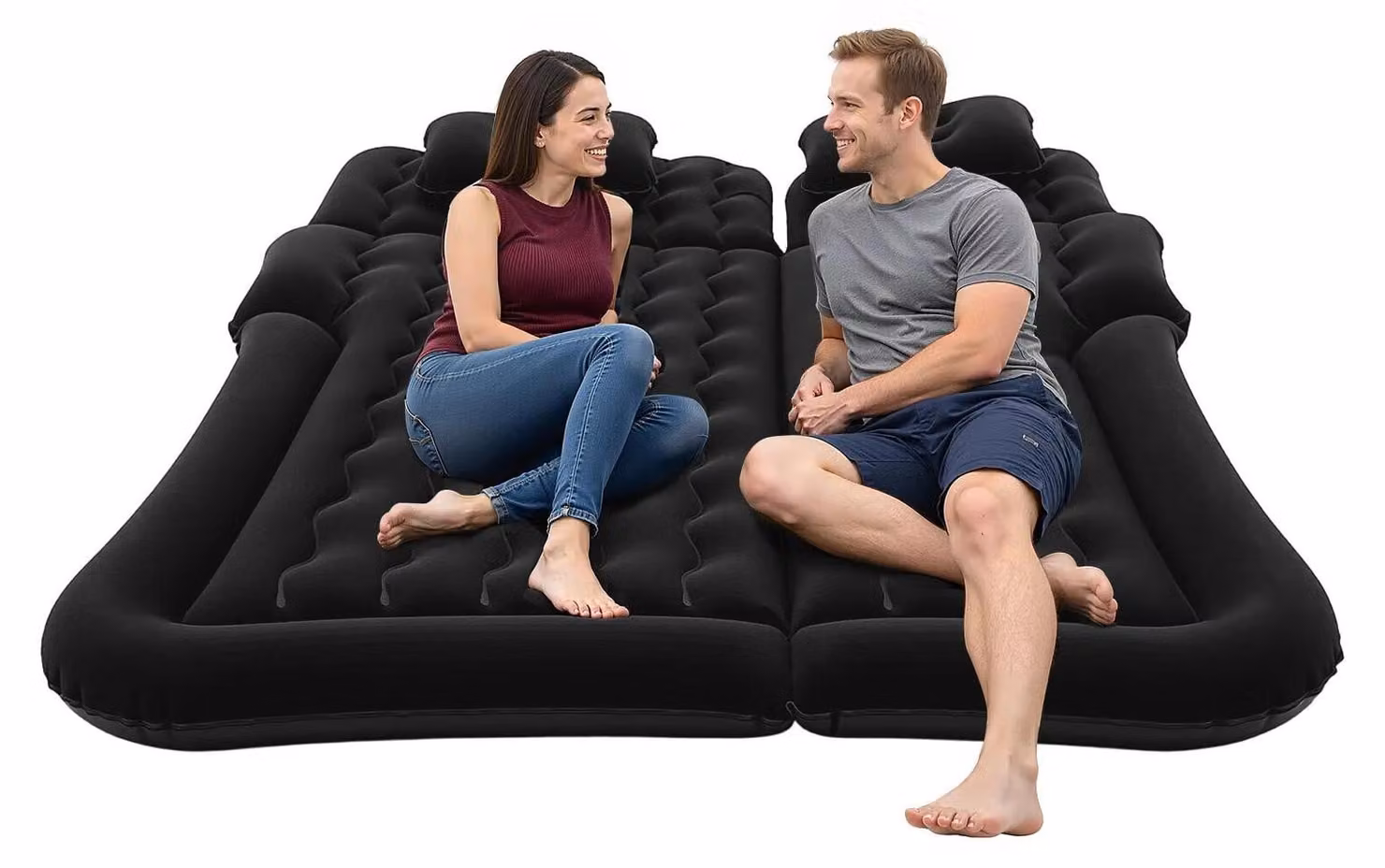 Materasso gonfiabile per auto con pompa elettrica - Letto per SUV - 75 W, 12 V, 1,74 × 1,26 m, portata 300 kg, 6 camere d'aria, superficie in PVC floccato - Nero