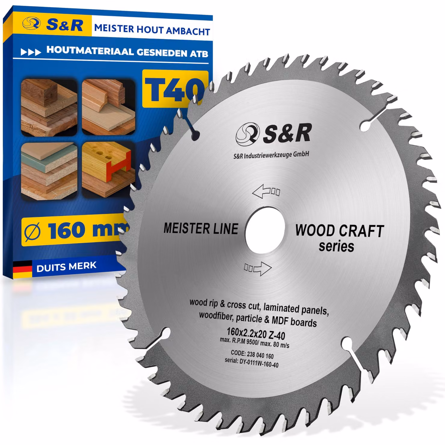 Disco circolare in metallo duro TCT, 160x20 mm, con 40 denti, per lavorazione del legno