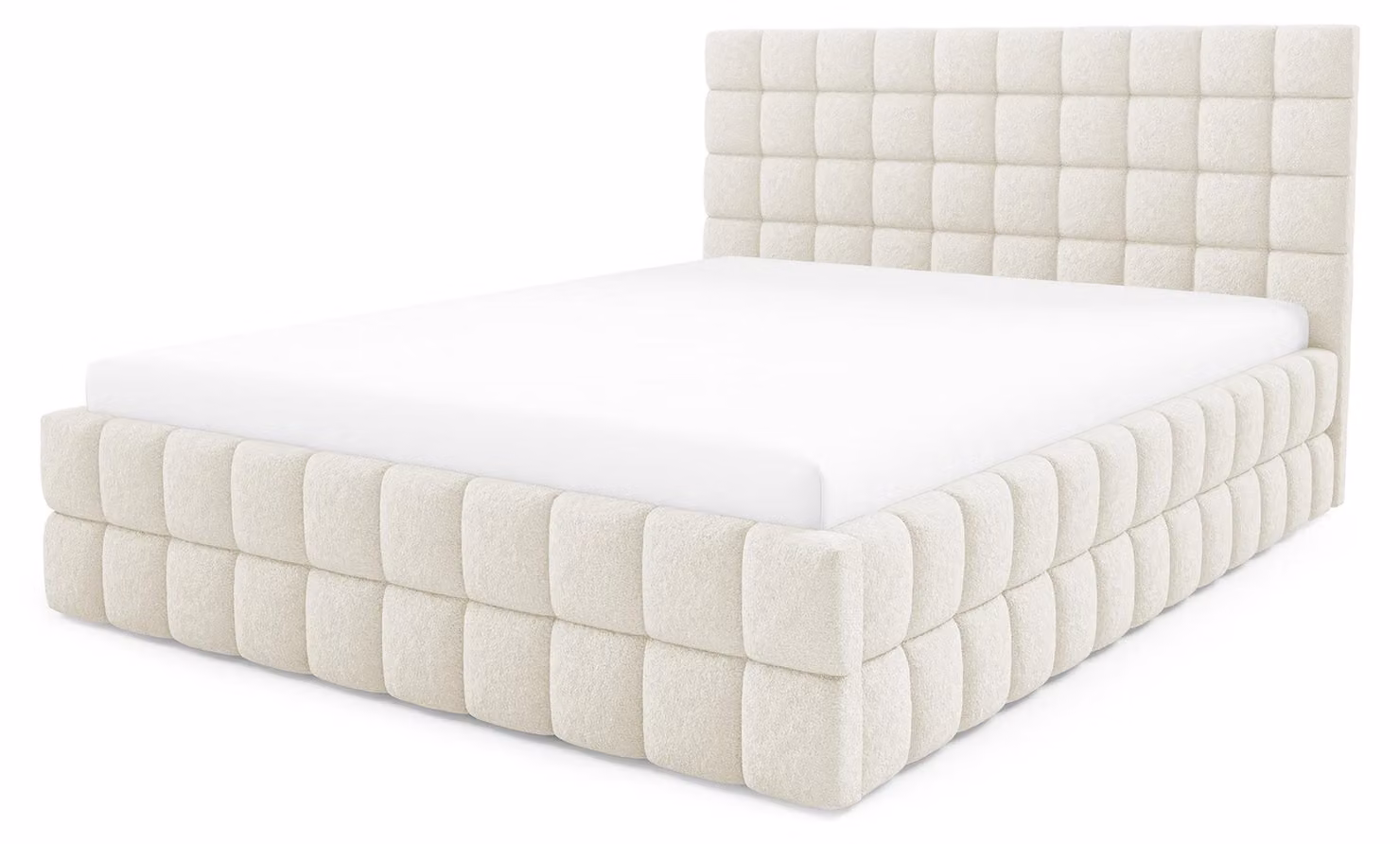 Letto imbottito con contenitore Stratus, colore avorio, dimensioni 180 x 200 cm