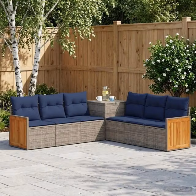 Set di divani 7 pz Grigio e Blu Navy 118 x 62 x 69 cm 3448889