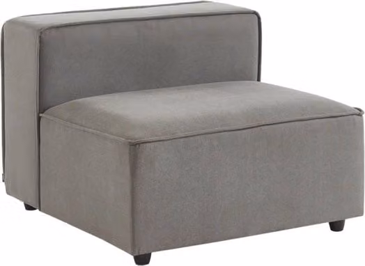 Poltrona modulo per divano Sweeek in tessuto grigio con struttura in legno e imbottitura mista per soggiorno moderno
