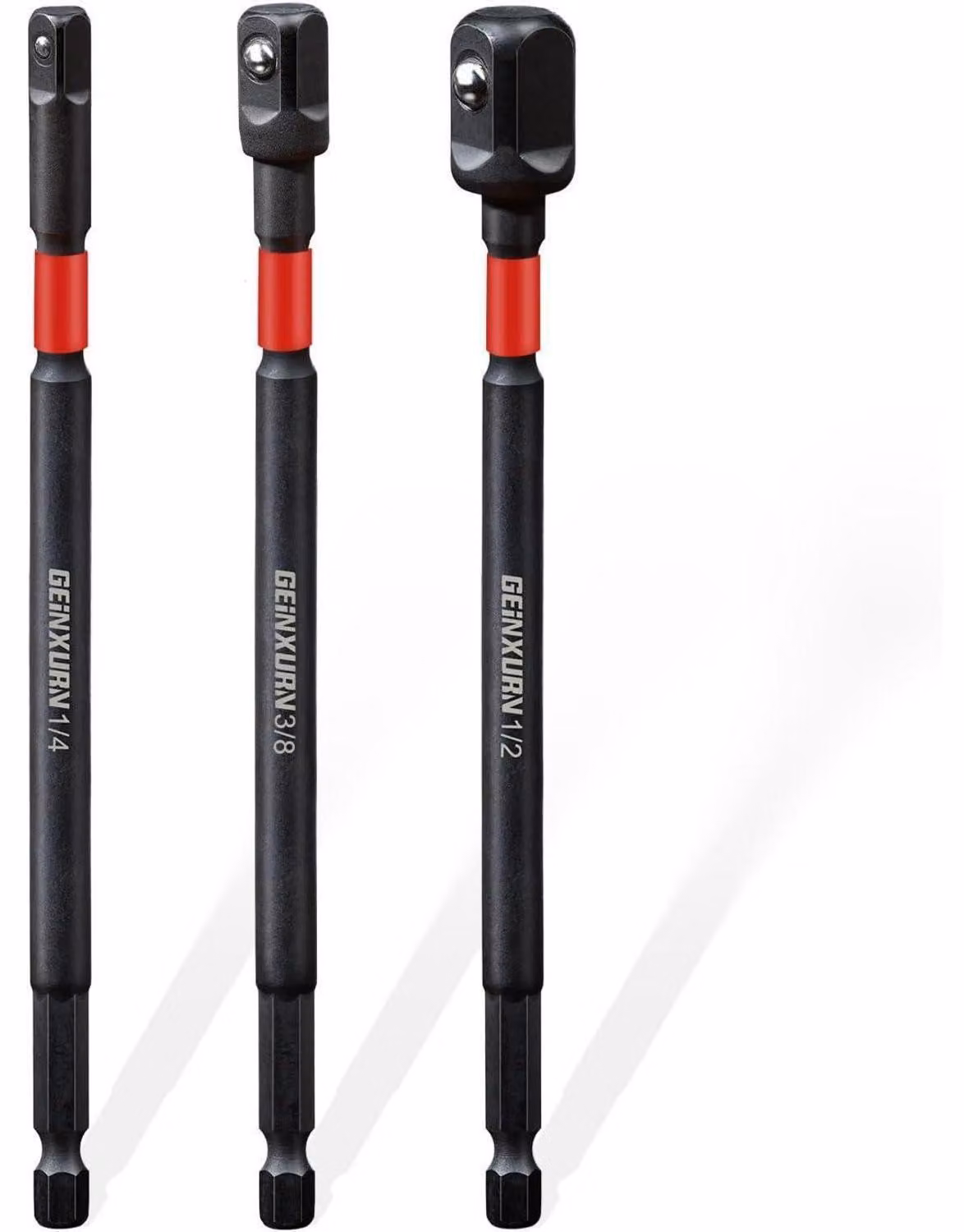 Set di adattatori per bussole, 3 pezzi, 150 mm, acciaio Cr-V, per trapani e avvitatori a batteria, con attacchi 1/4", 3/8" e 1/2"