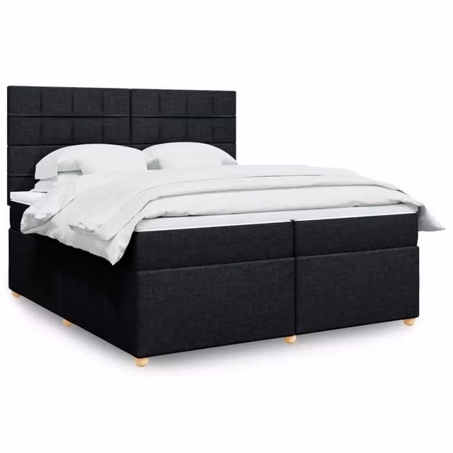 Letto Ibrido con Giroletto a Molle e Materasso vidaXL in Tessuto Nero e Bianco 200 x 200 cm