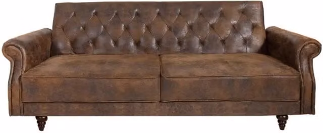 Divano letto retto MILES Meublorama marrone in microfibra con struttura in legno massiccio – 1